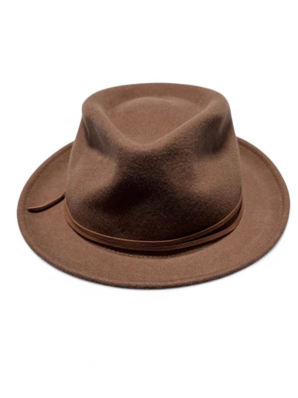 Christian Siriano New York Brown Wool Fedora Hat Wide Brim Rancher Western Boho